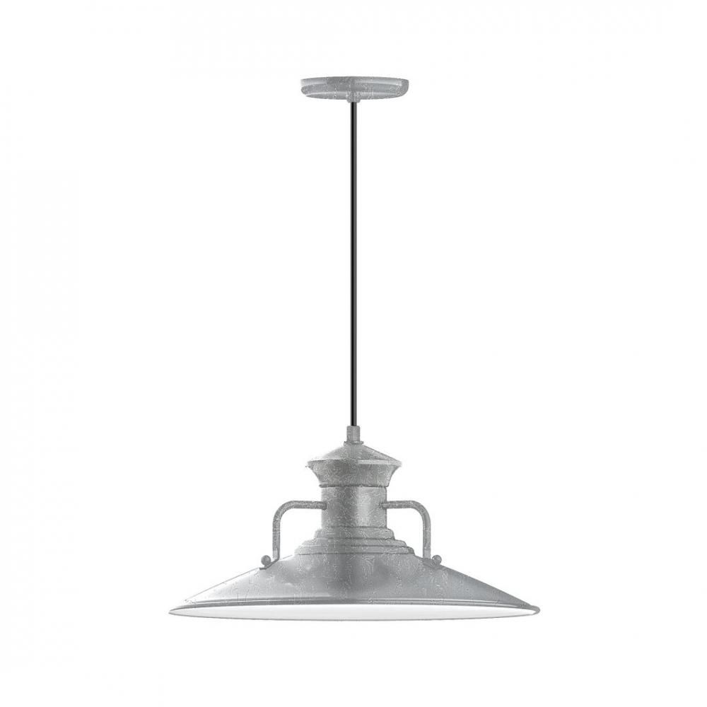 18" Homestead shade, LED Pendant with cool tweed fabric cord and canopy, Painted Galvanized