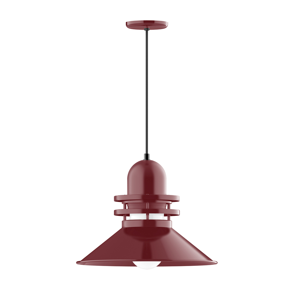 18" Atomic shade, pendant with black cord and canopy, Barn Red