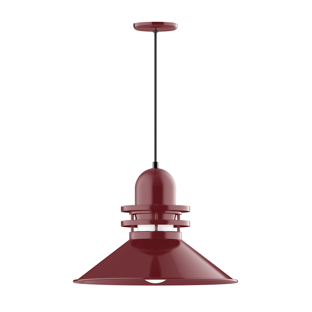20" Atomic shade, pendant with black cord and canopy, Barn Red