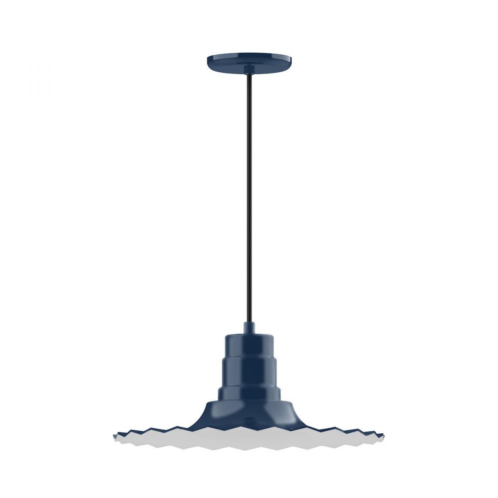 16" Radial shade, pendant with black cord and canopy, Navy