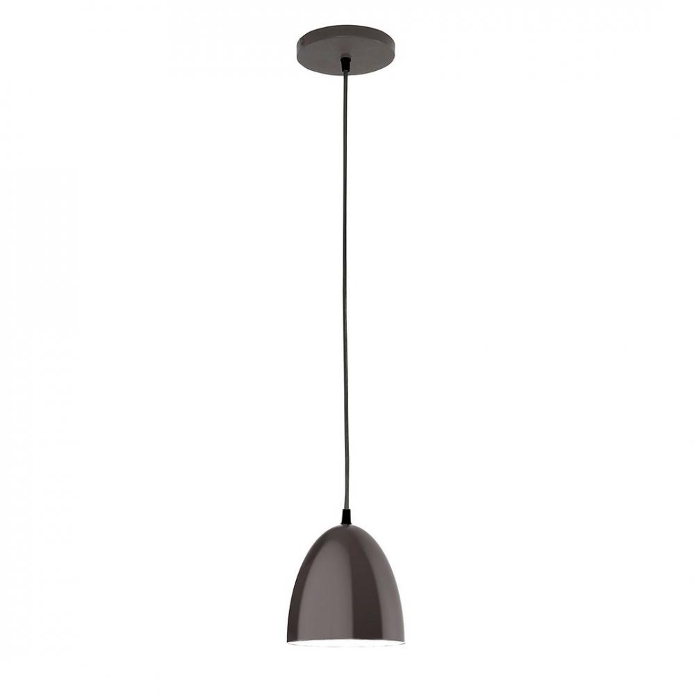 6" J-Series shade, black solid fabric cord with canopy, Architectural Bronze