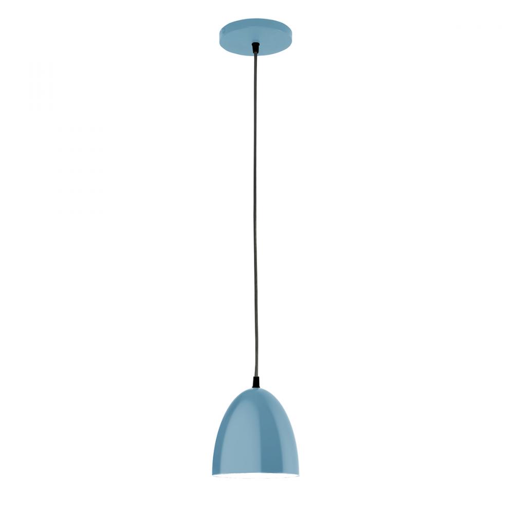 6" Jill shade, white cord with canopy, Light Blue