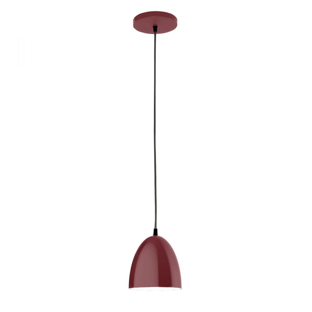 6" Jill shade, black cord with canopy, Barn Red