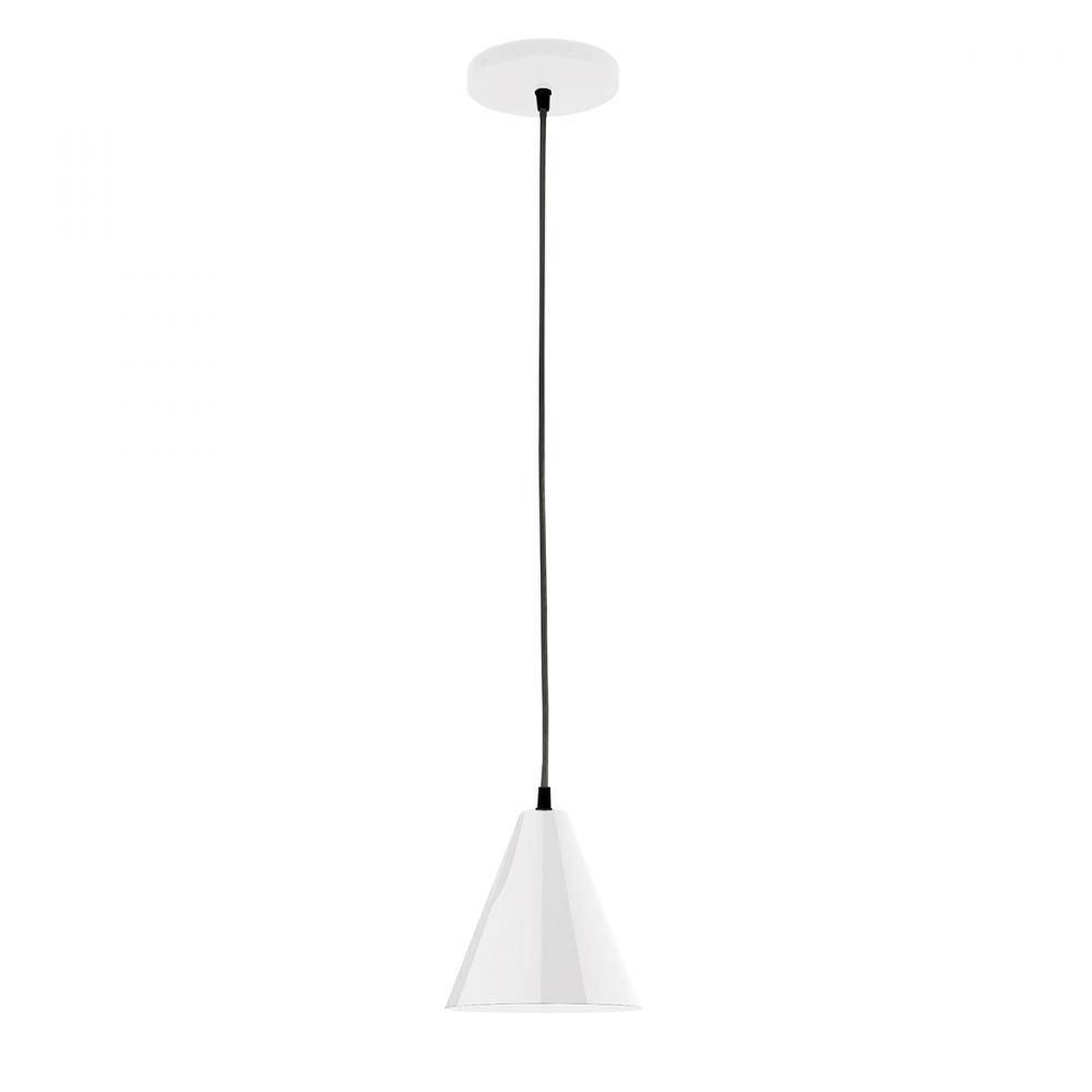 8" Jynx shade, black cord with canopy, White