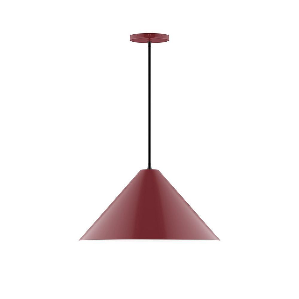 18" Axis Cone LED Pendant, black fabric cord with canopy, Barn Red