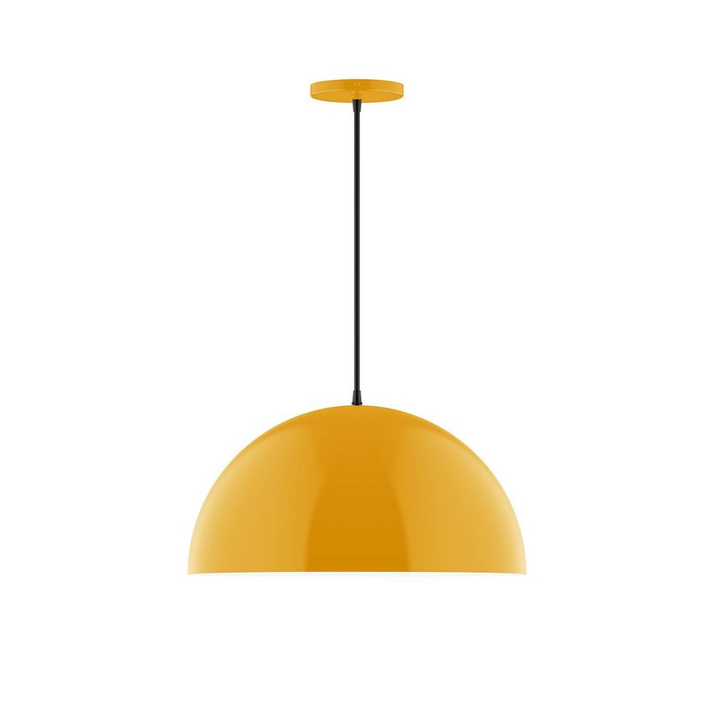 18" Axis Dome LED Pendant, polished copper fabric cord with canopy, Bright Yellow