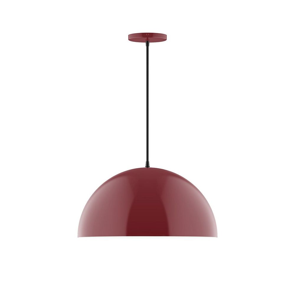 18" Axis Dome LED Pendant, navy mini tweed fabric cord with canopy, Barn Red