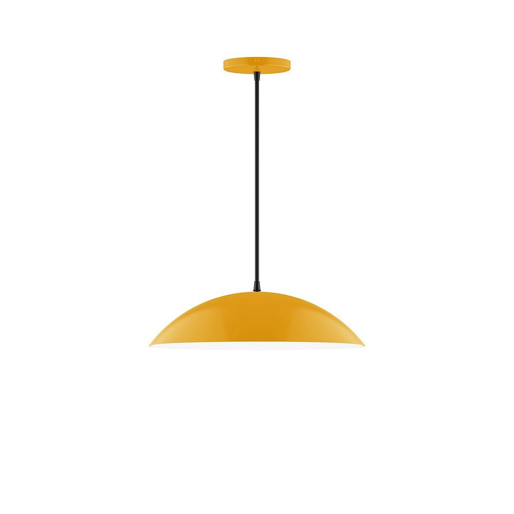 16" Axis Half Dome LED Pendant, white fabric cord with canopy, Bright Yellow