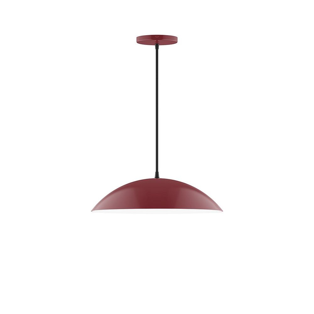 16" Axis Half Dome LED Pendant, white cord with canopy, Barn Red