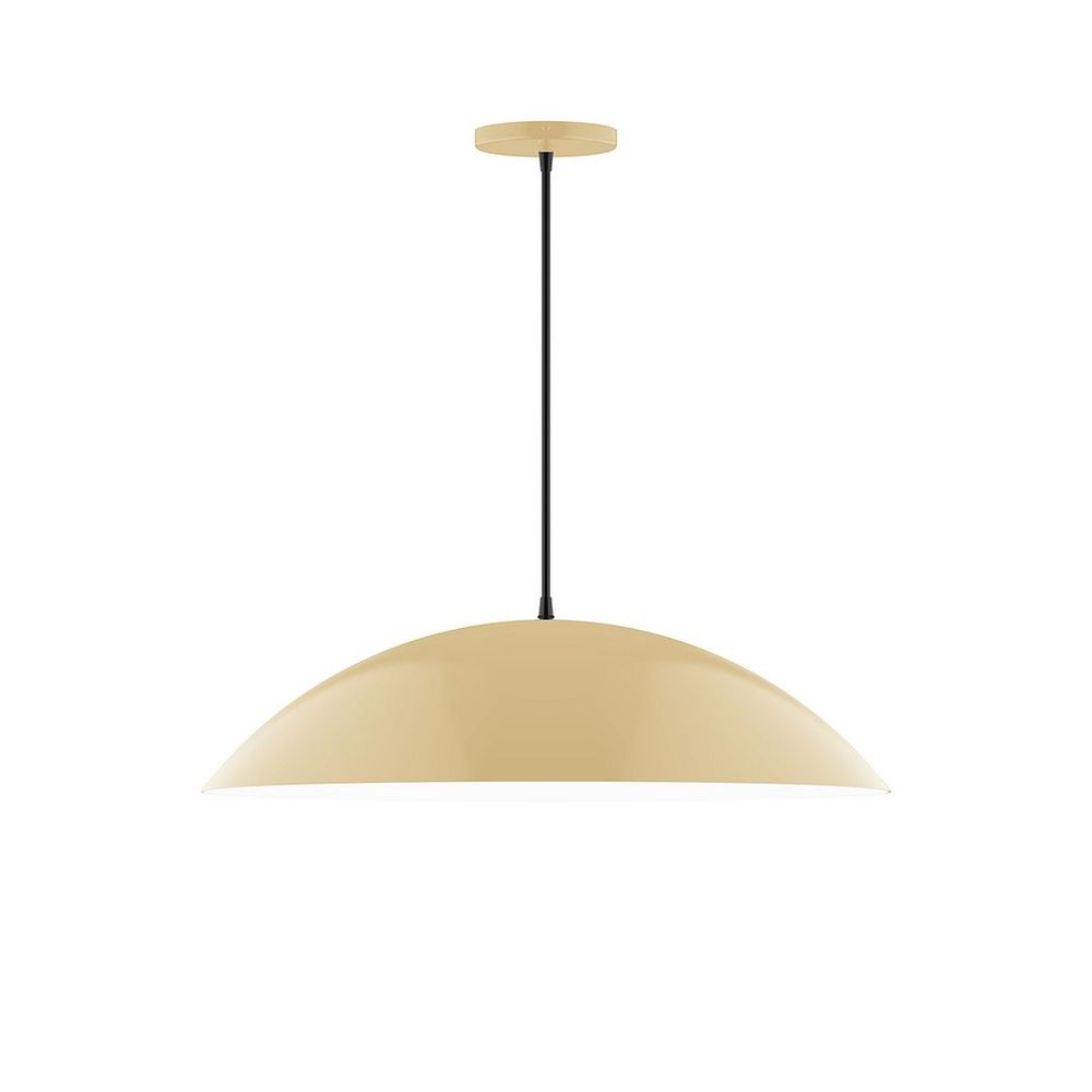 24" Axis Half Dome LED Pendant, gray fabric cord with canopy, Ivory