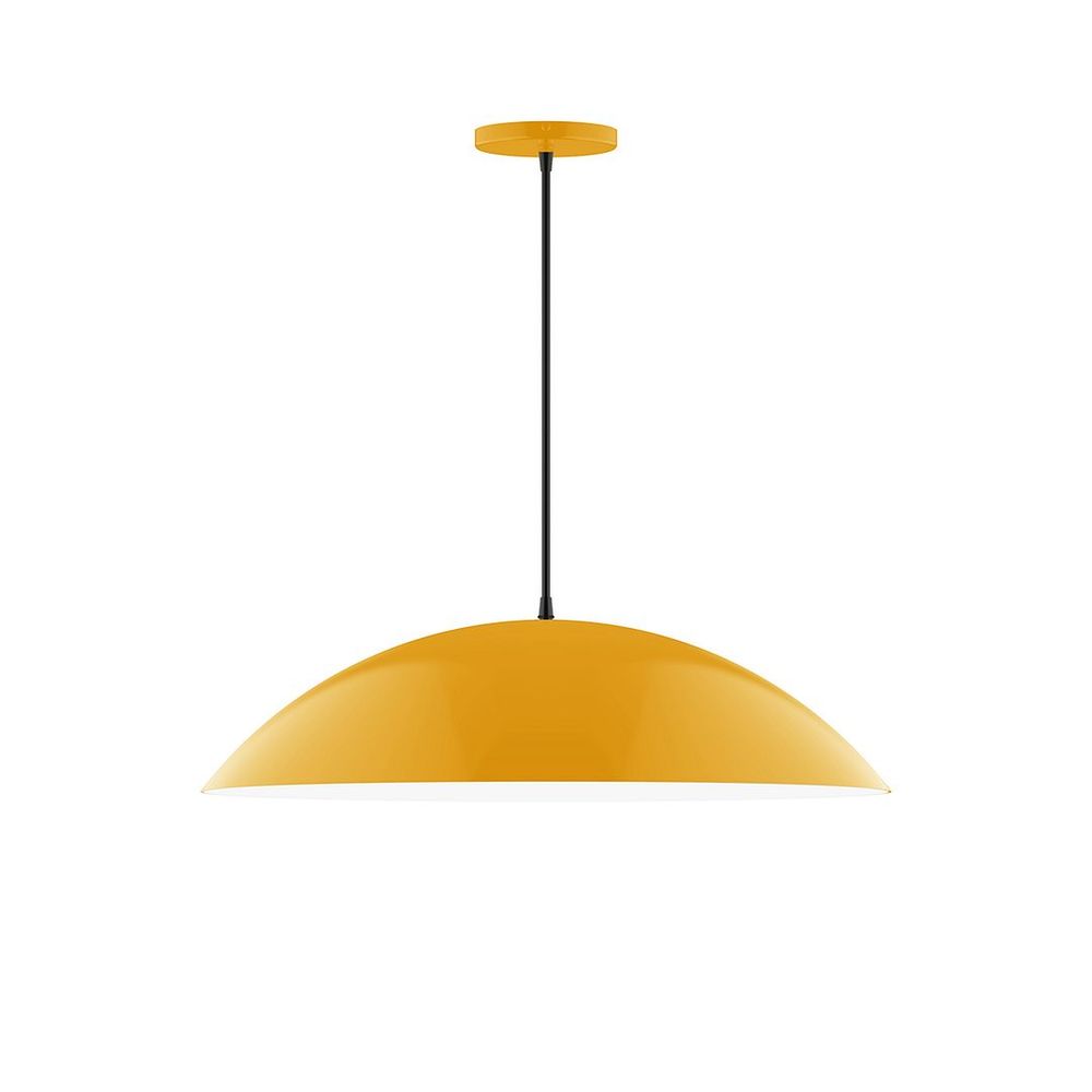 24" Axis Half Dome LED Pendant, cool tweed fabric cord with canopy, Bright Yellow