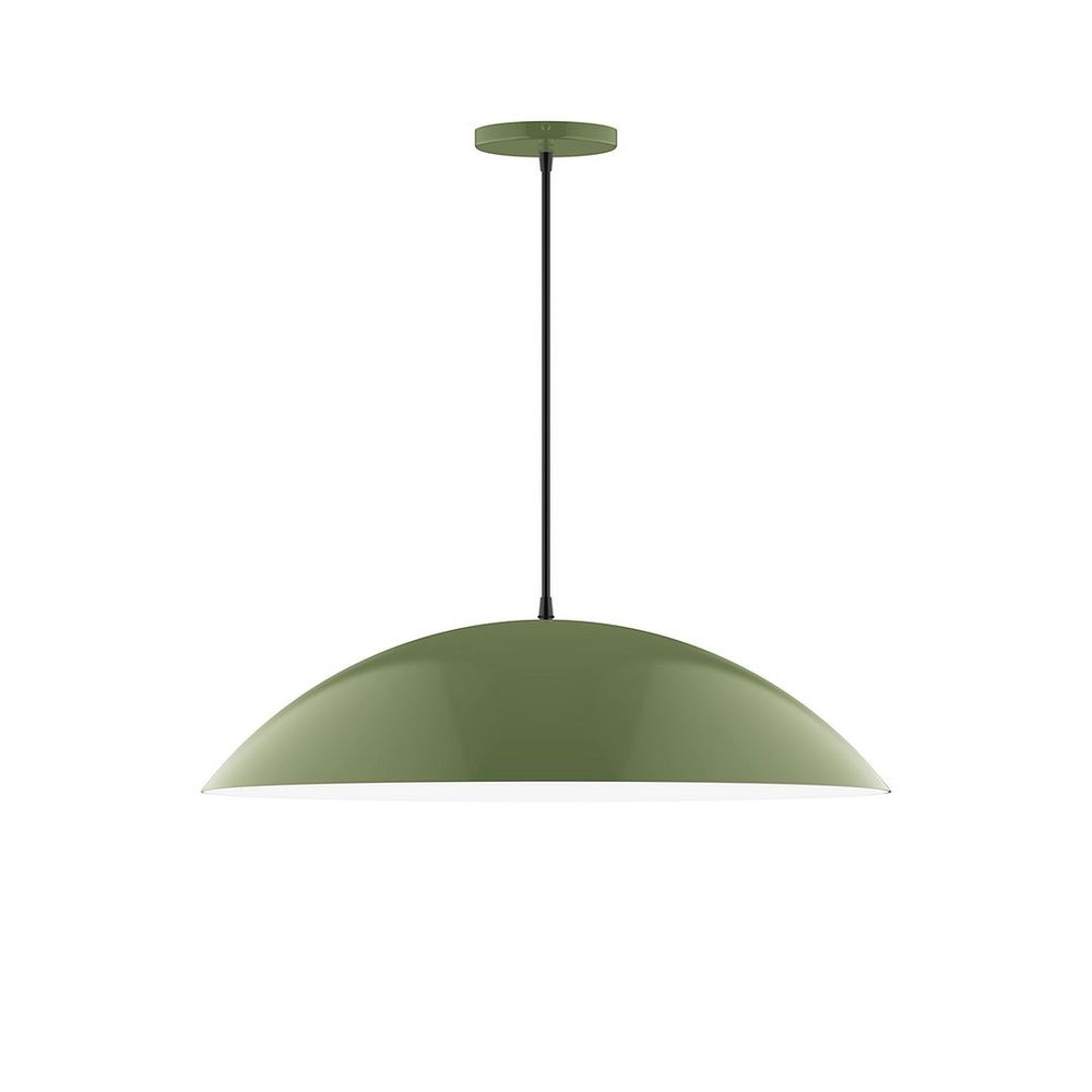 24" Axis Half Dome LED Pendant, white fabric cord with canopy, Fern Green