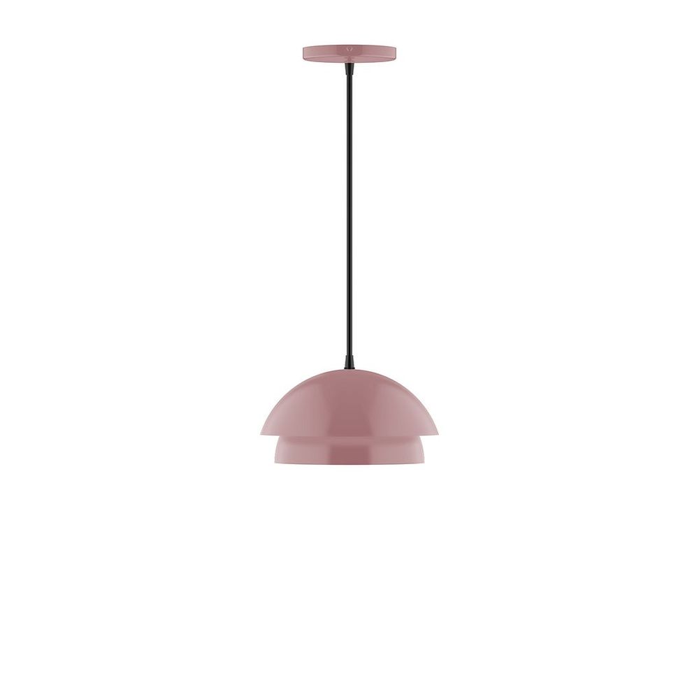 10" Nest LED Pendant, white fabric cord with canopy, Mauve