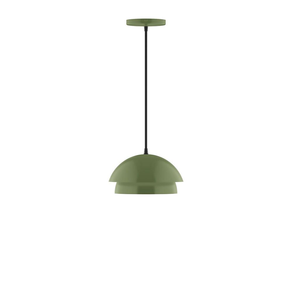 10" Nest LED Pendant, white cord with canopy, Fern Green