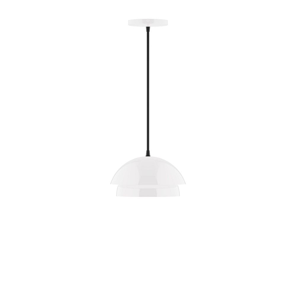 10" Nest LED Pendant, gray fabric cord with canopy, White