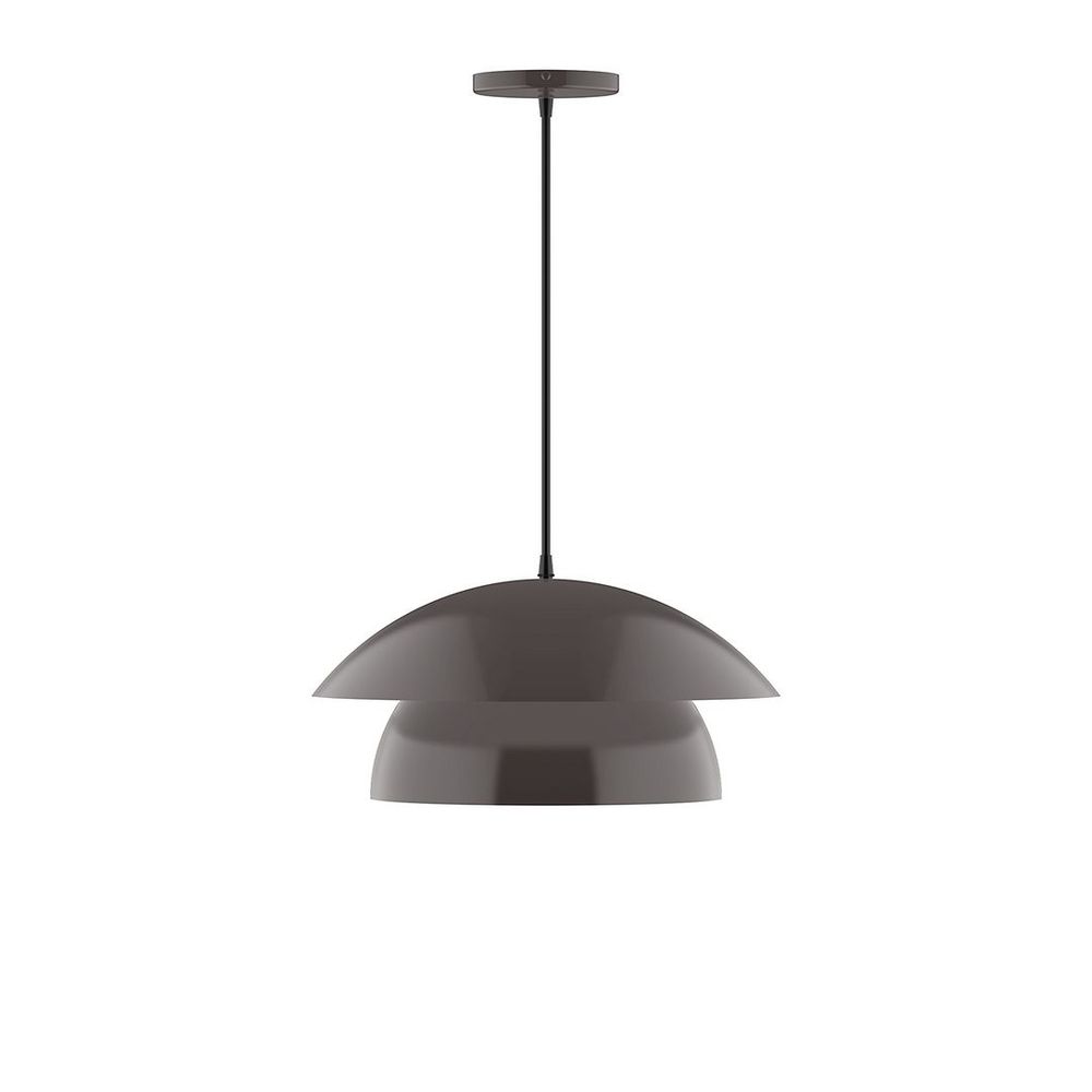 16" Nest LED Pendant, gray fabric cord with canopy, Architectural Bronze