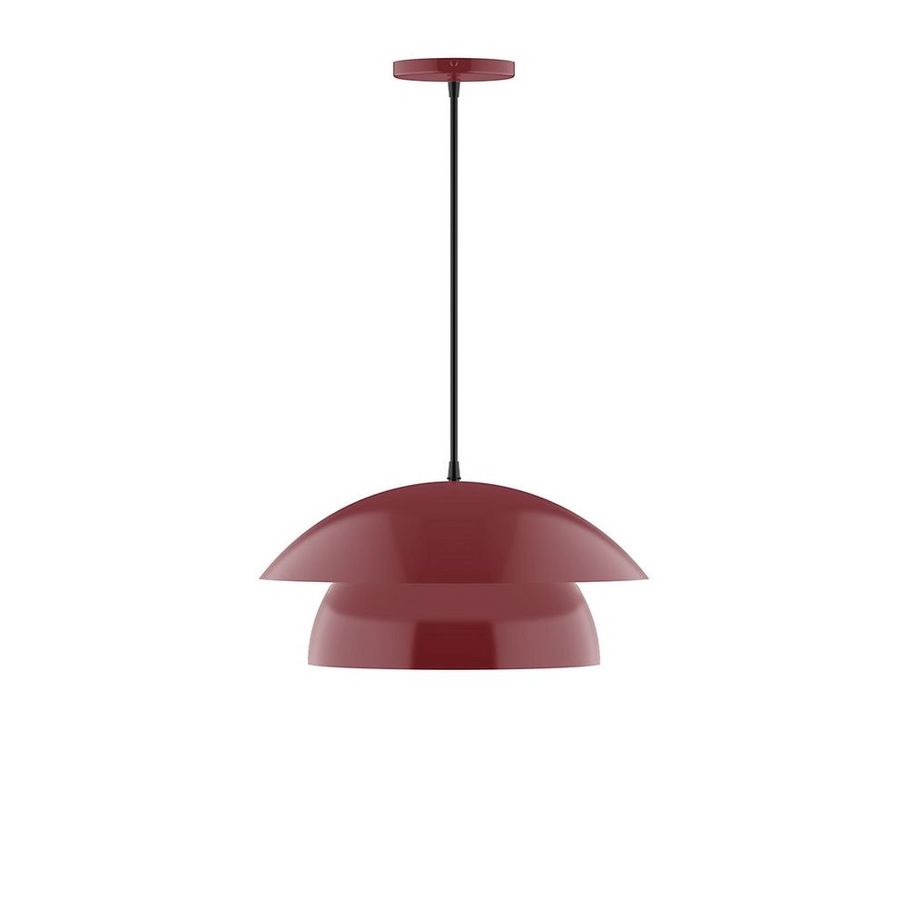 16" Nest LED Pendant, white cord with canopy, Barn Red