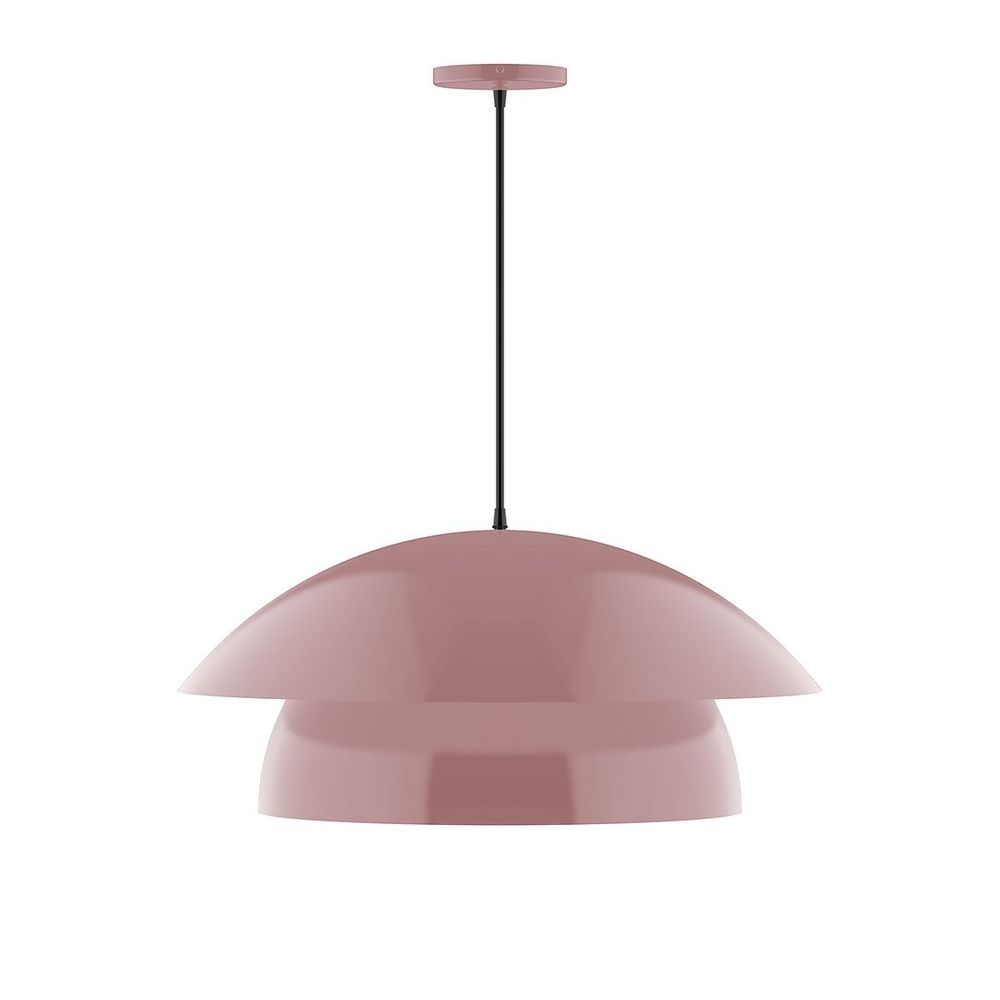 24" Nest LED Pendant, polished copper fabric cord with canopy, Mauve