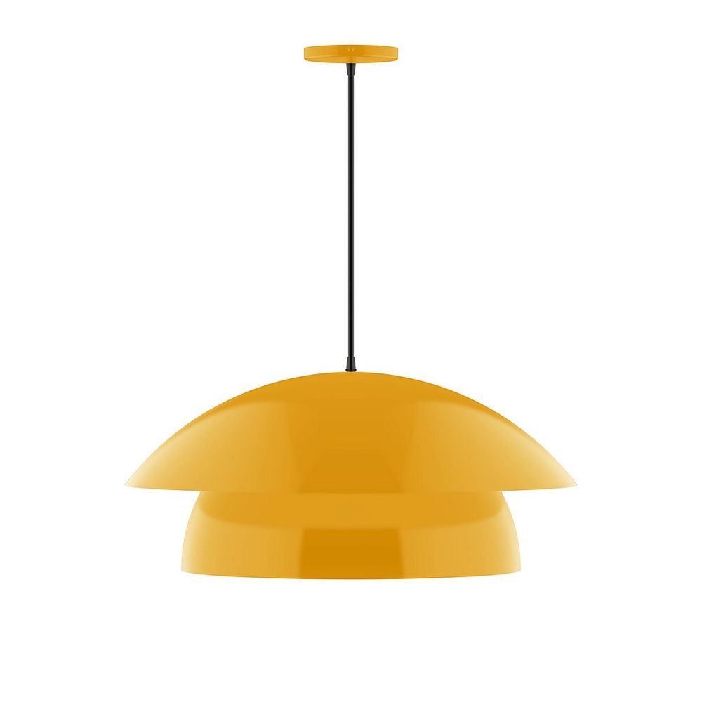 24" Nest LED Pendant, polished copper fabric cord with canopy, Bright Yellow