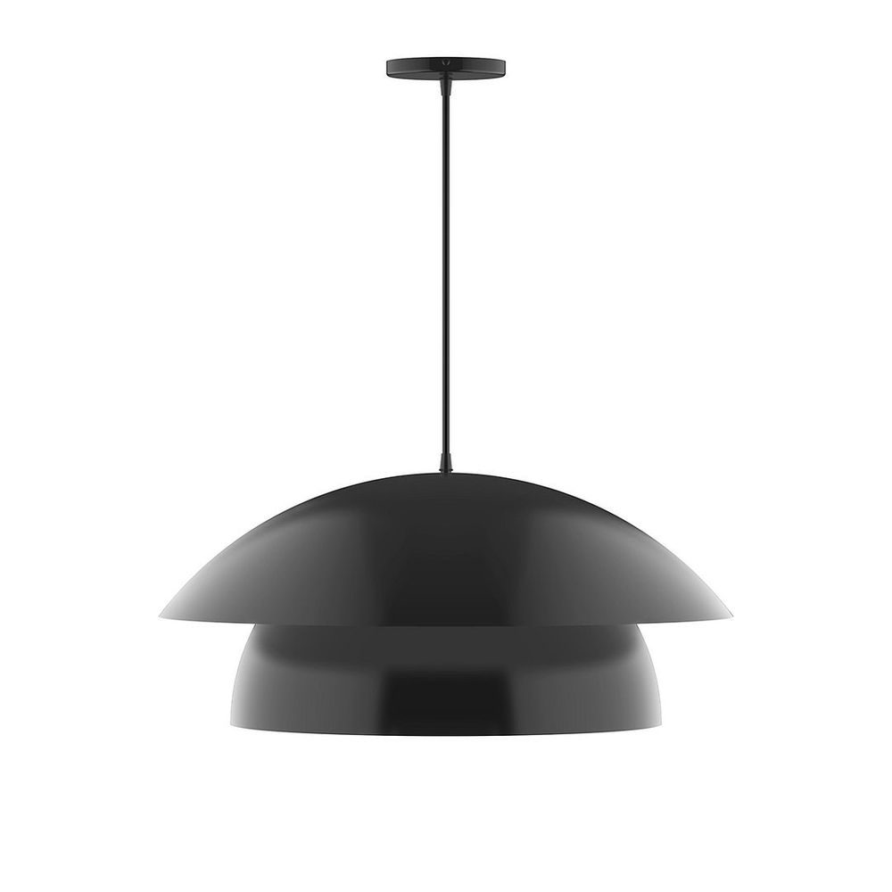 24" Nest LED Pendant, black fabric cord with canopy, Black