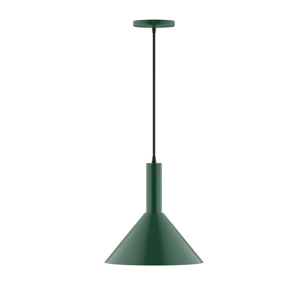 12" Chase Pendant, white cord with canopy, Forest Green