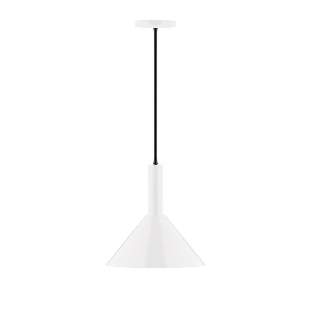 12" Chase Pendant, white cord with canopy, White