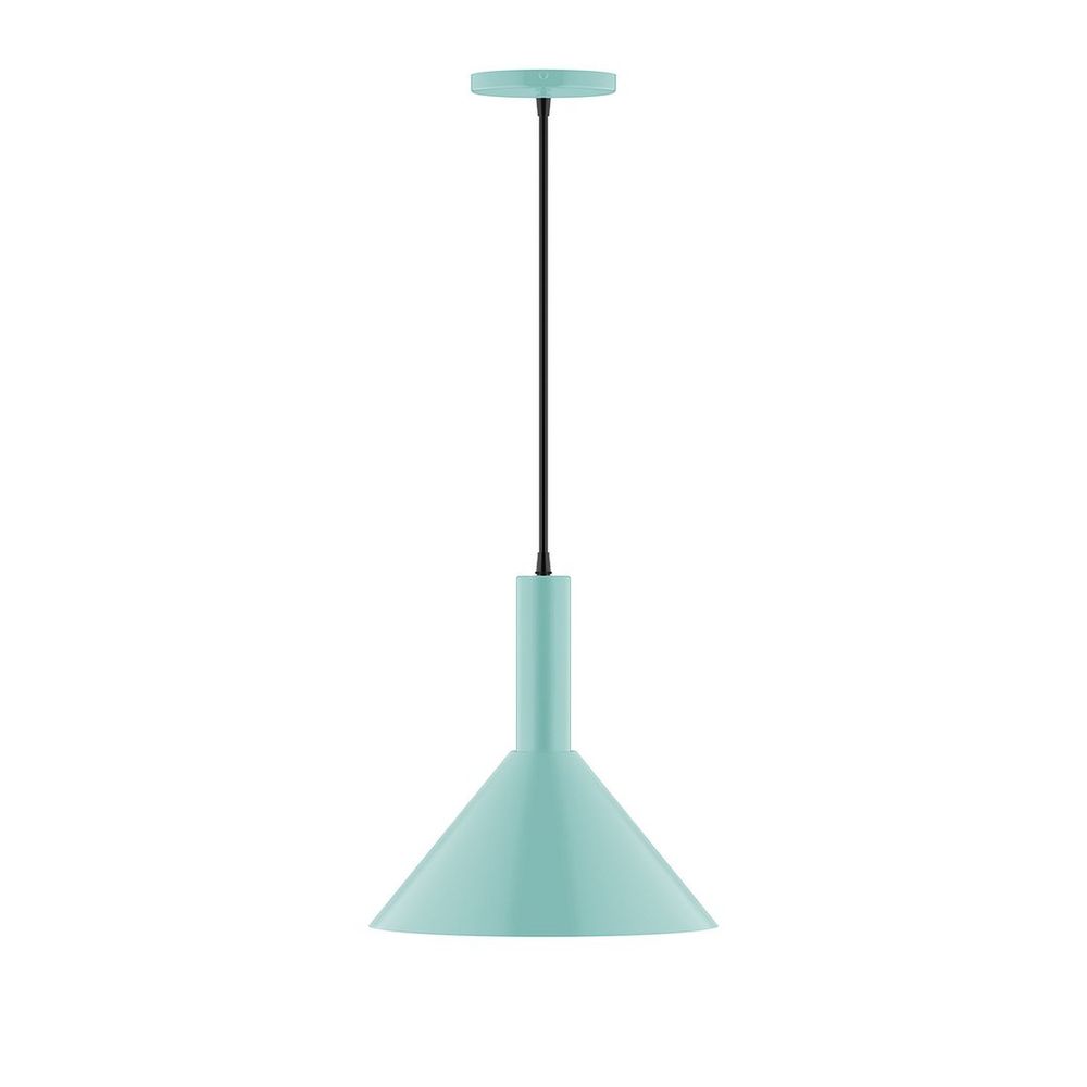 12" Chase Pendant, white cord with canopy, Sea Green