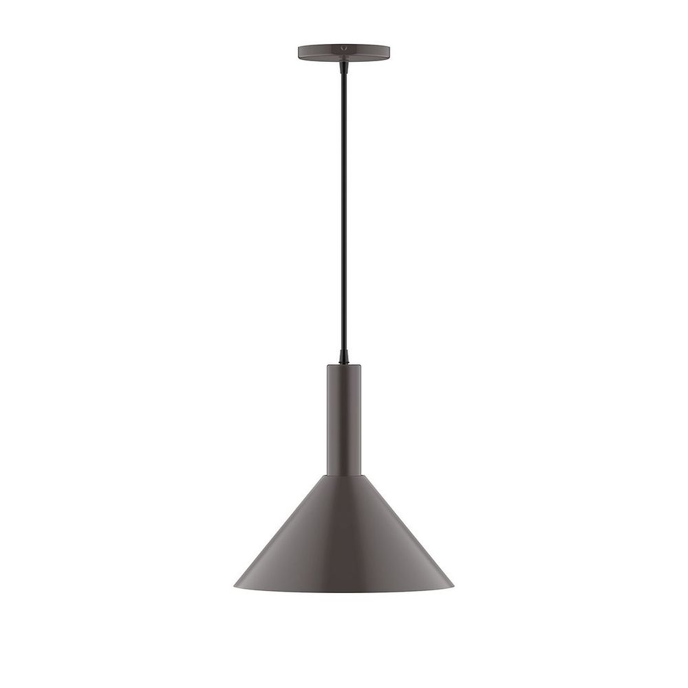 12" Chase Pendant, white cord with canopy, Architectural Bronze