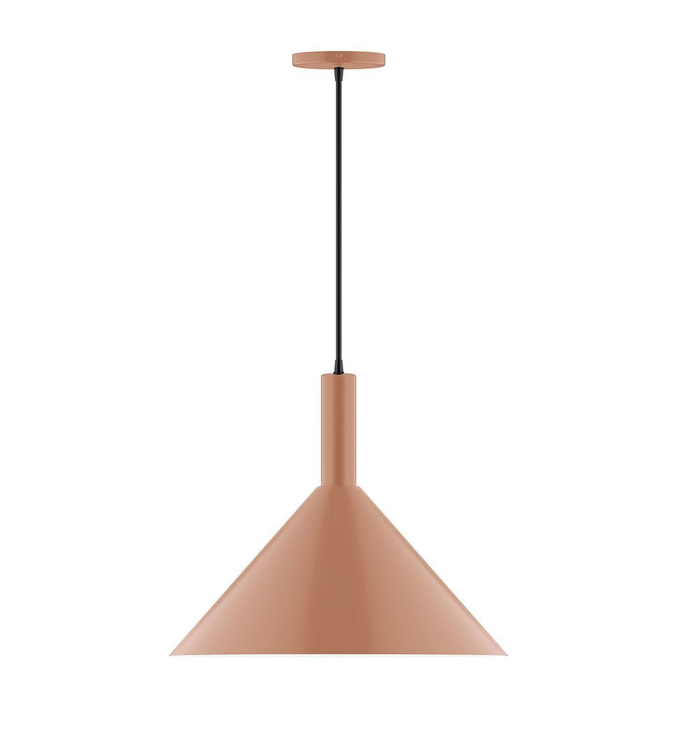 18" Chase Pendant, white cord with canopy, Terracotta