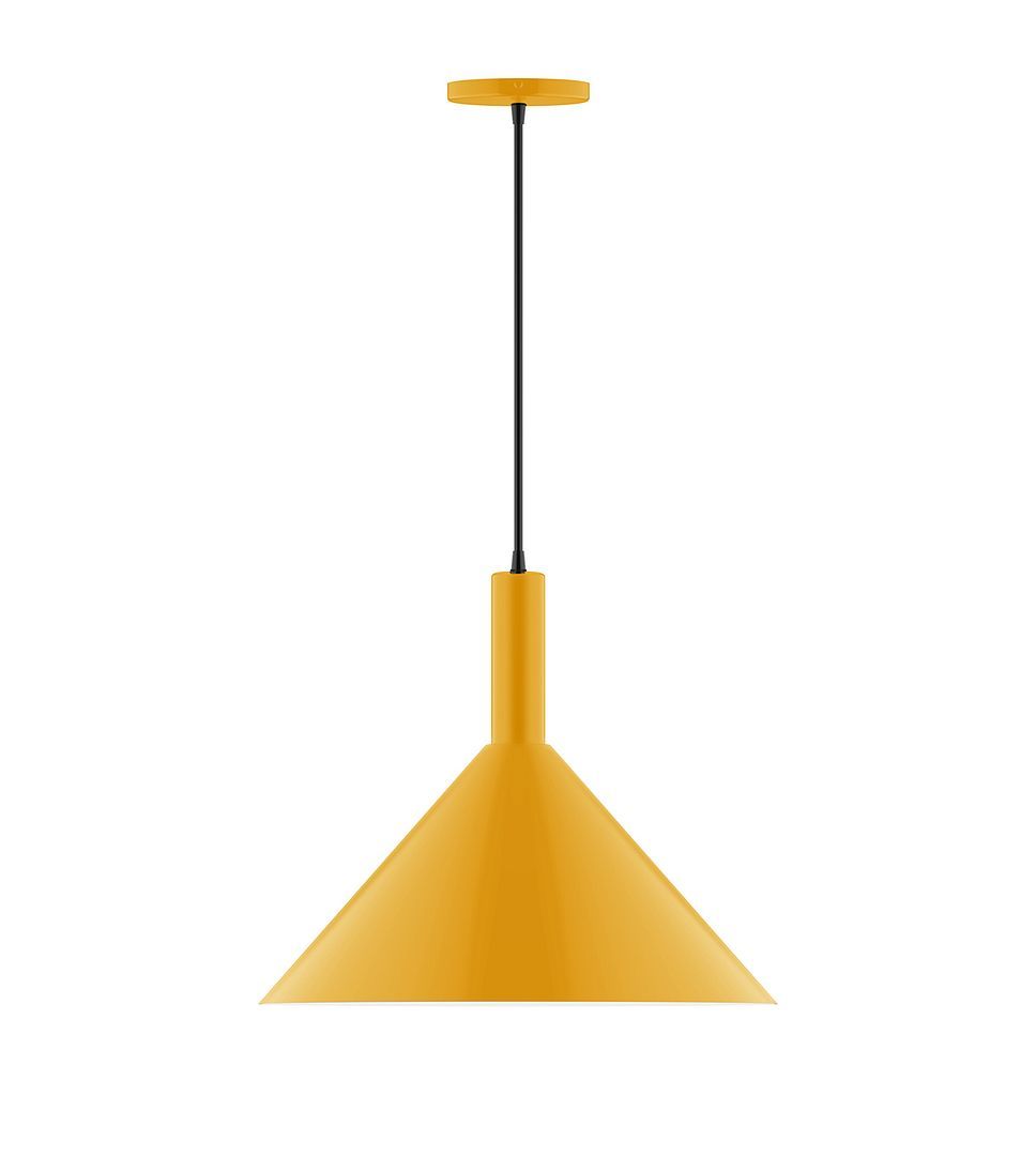 18" Chase Pendant, white cord with canopy, Bright Yellow