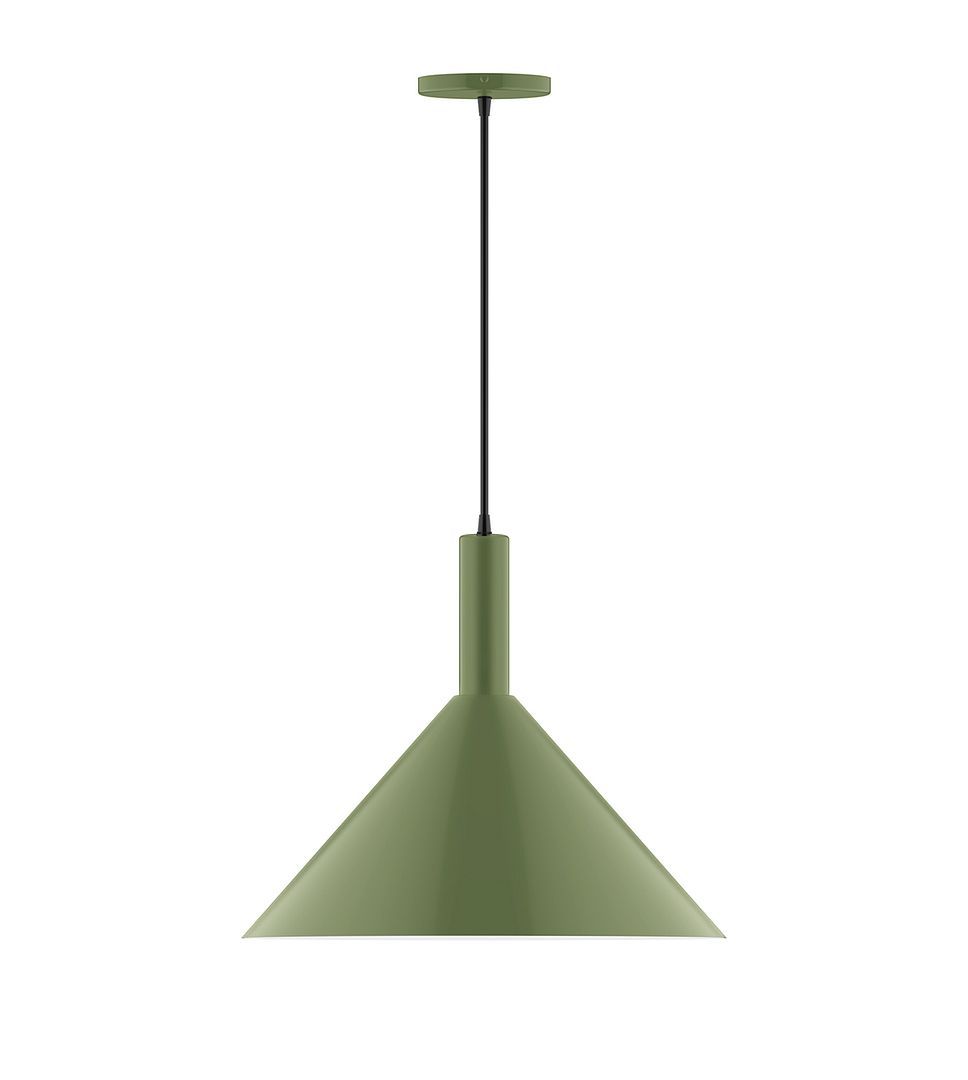 18" Chase Pendant, white cord with canopy, Fern Green