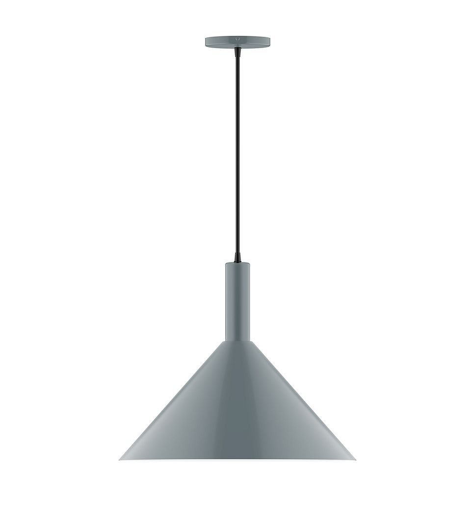 18" Chase Pendant, white cord with canopy, Slate Gray