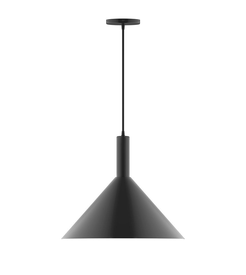 18" Chase Pendant, white cord with canopy, Black