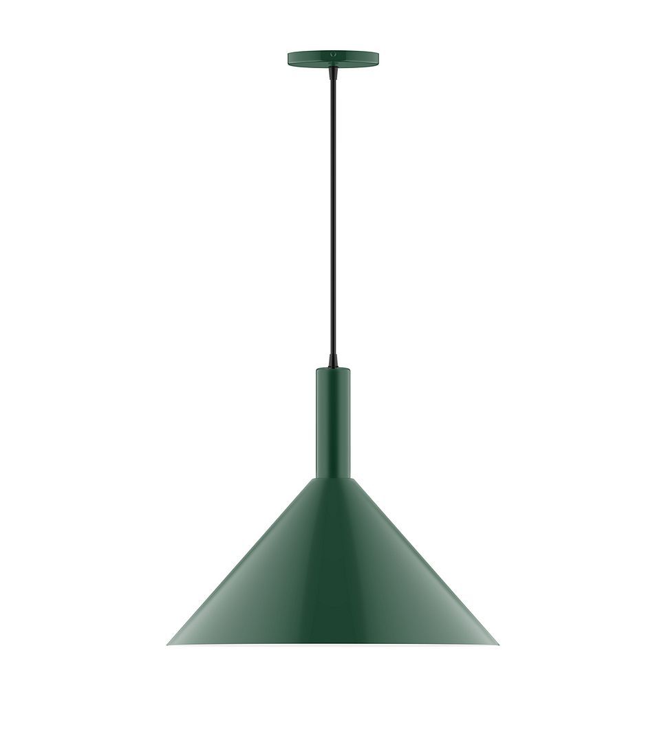 18" Chase Pendant, white cord with canopy, Forest Green