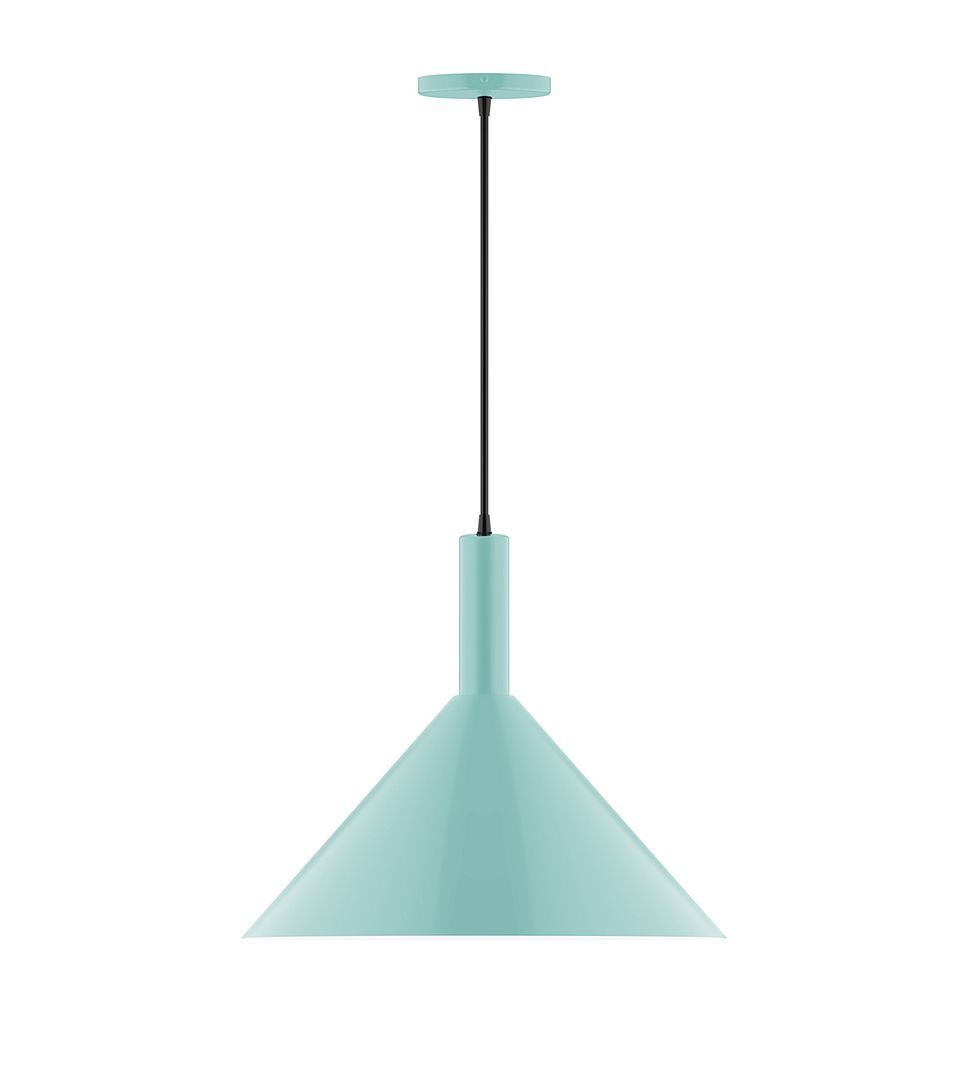 18" Chase Pendant, white cord with canopy, Sea Green