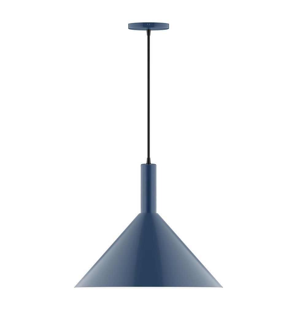 18" Chase Pendant, white cord with canopy, Navy