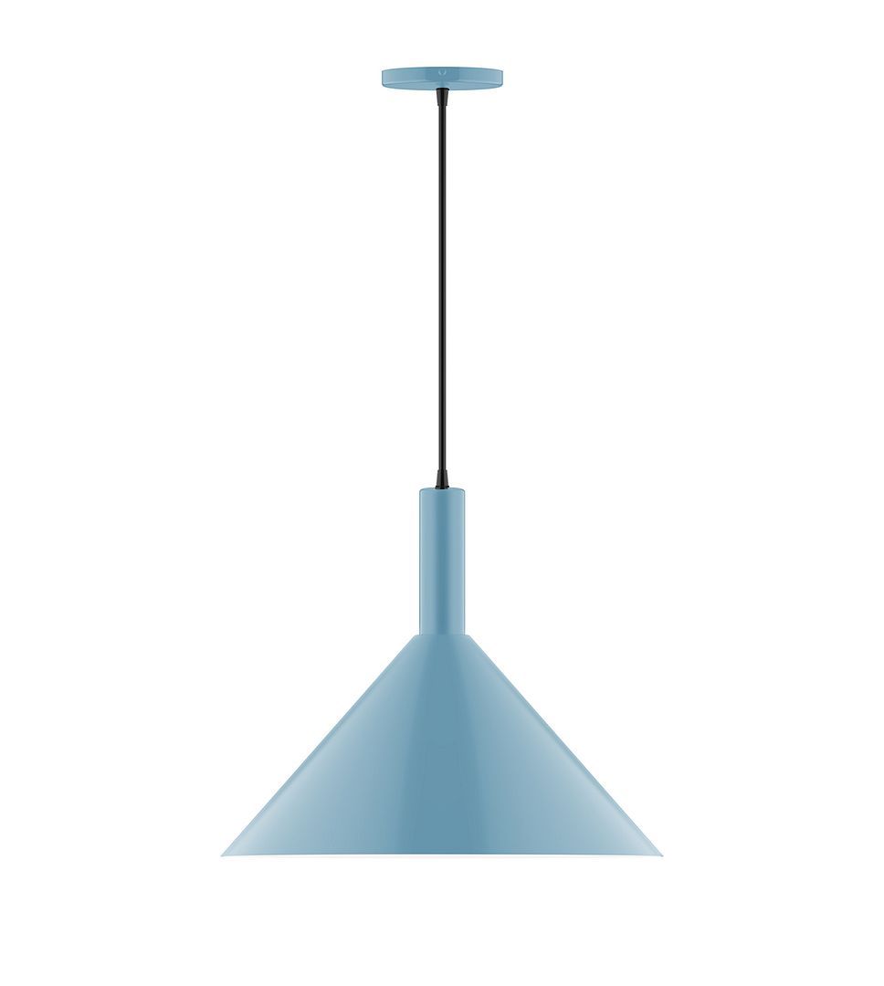 18" Chase Pendant, white cord with canopy, Light Blue