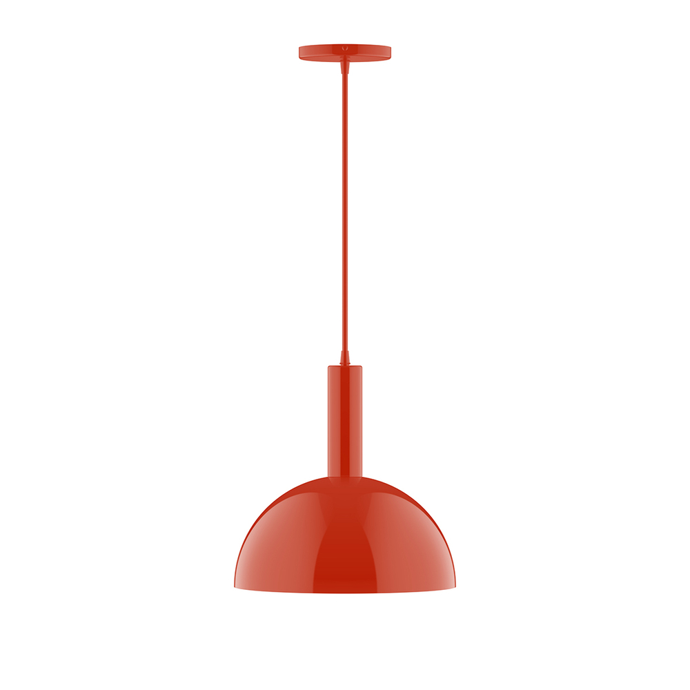 12" Ray Pendant, white cord with canopy, Vermillion