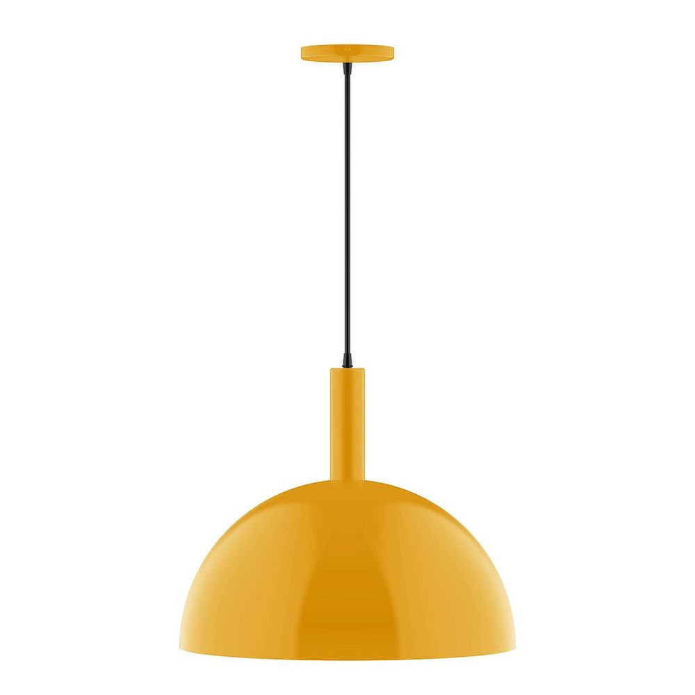 18" Ray Pendant, white cord with canopy, Bright Yellow
