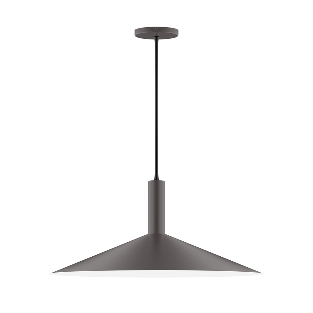 24" Zing Pendant, white cord with canopy, Bronze Matte