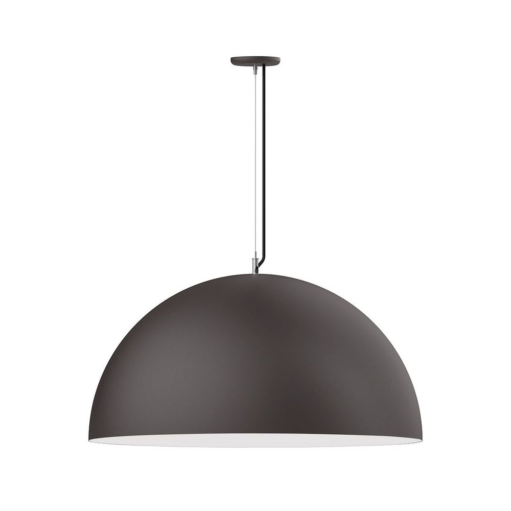 36" XL Choices Shallow Dome Shade, medium base, SS cable, black cord with canopy, Bronze Matte