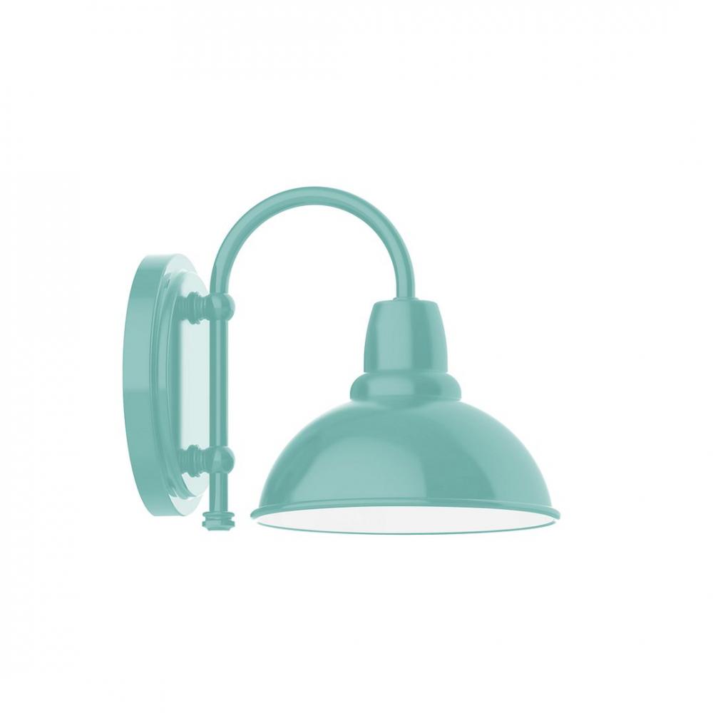 8" Cafe shade, wall mount sconce with wire grill, Sea Green