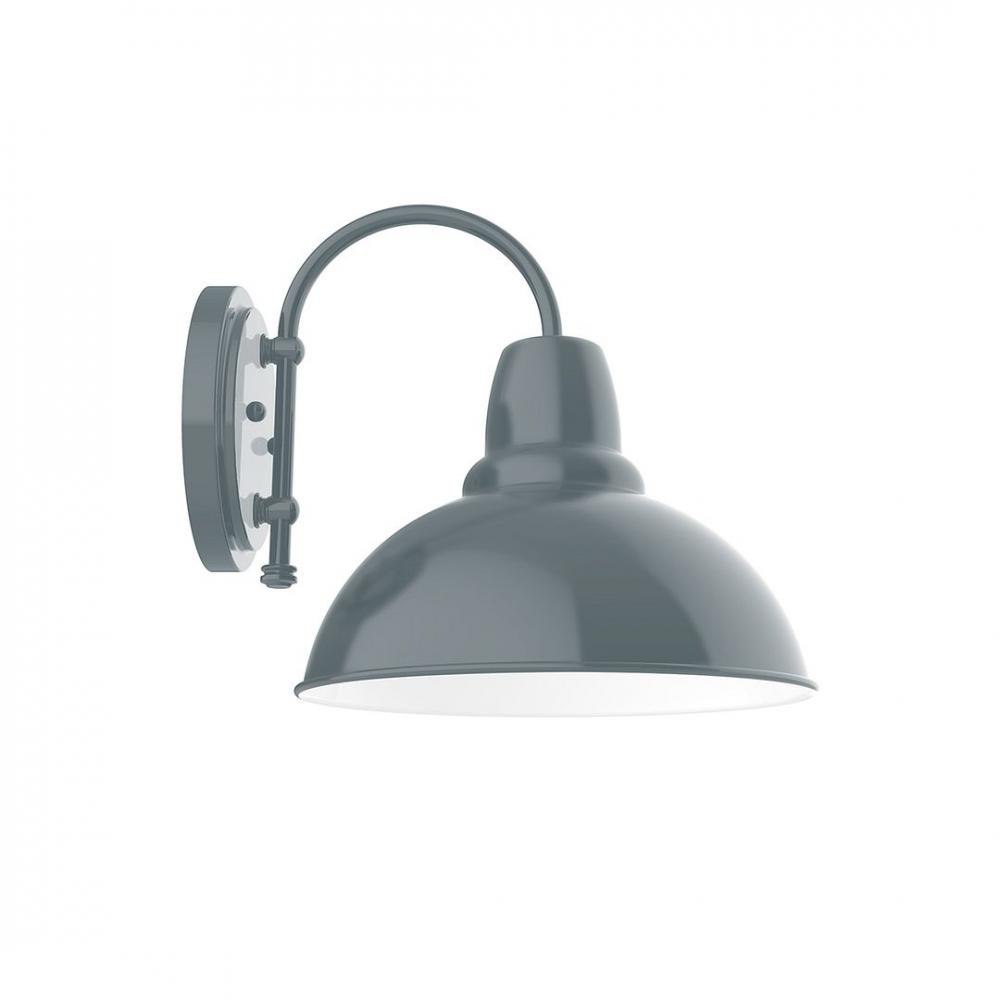 12" Cafe shade, wall mount sconce with Frosted Glass and guard, Slate Gray