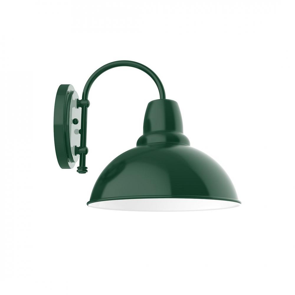 12" Cafe shade, wall mount sconce with wire grill, Forest Green