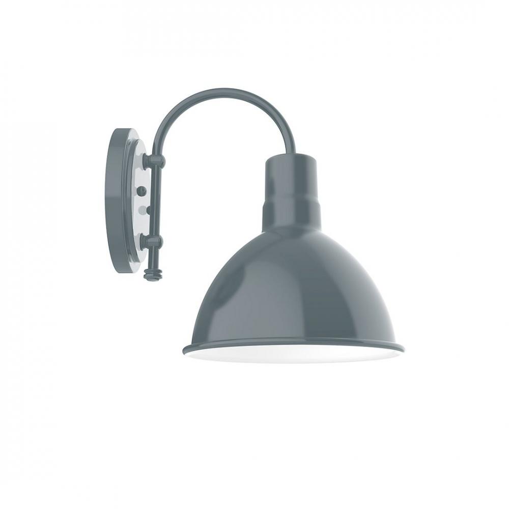 10" Deep Bowl shade, wall mount sconce with clear glass and guard, Slate Gray