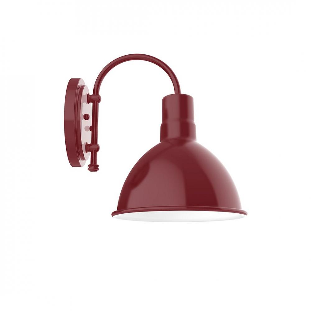 10" Deep Bowl shade, wall mount sconce with clear glass and guard, Barn Red