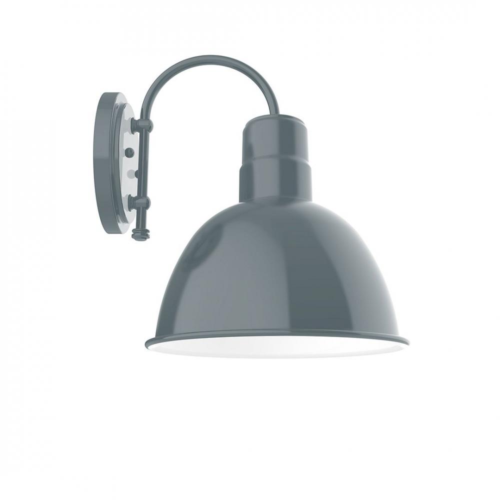 12" Deep Bowl shade, wall mount sconce with Frosted Glass and guard, Slate Gray