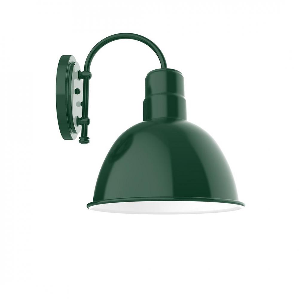 12" Deep Bowl shade, wall mount sconce with Frosted Glass and guard, Forest Green