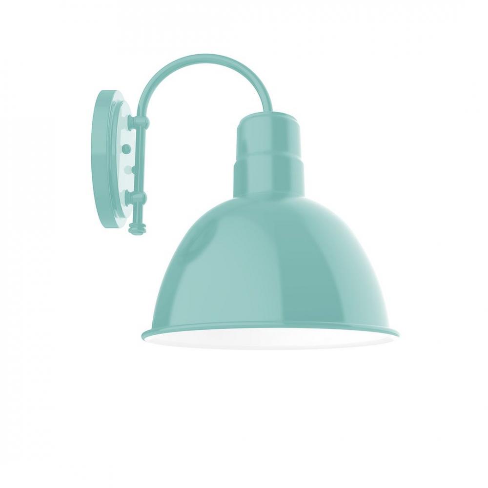 12" Deep Bowl shade, wall mount sconce with Frosted Glass and guard, Sea Green