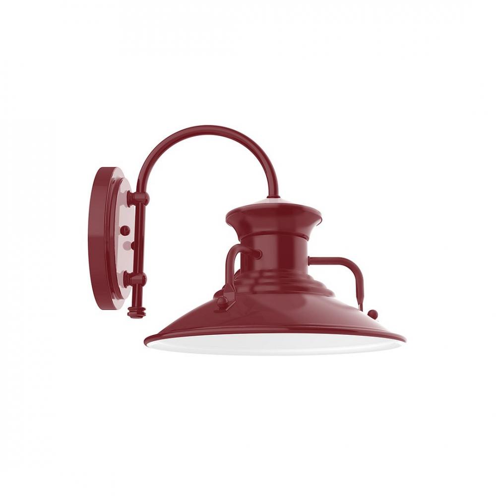 12" Homestead shade, wall mount sconce with Frosted Glass and guard, Barn Red